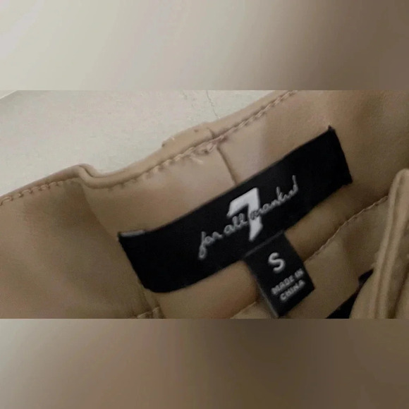 7 for all mankind vegan leather pant small nude color party brunch date night - Picture 3 of 6